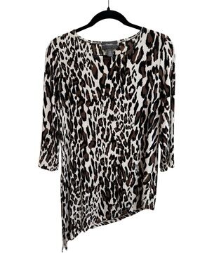 Chico's Travelers leopard-print asymmetrical slinky tunic top